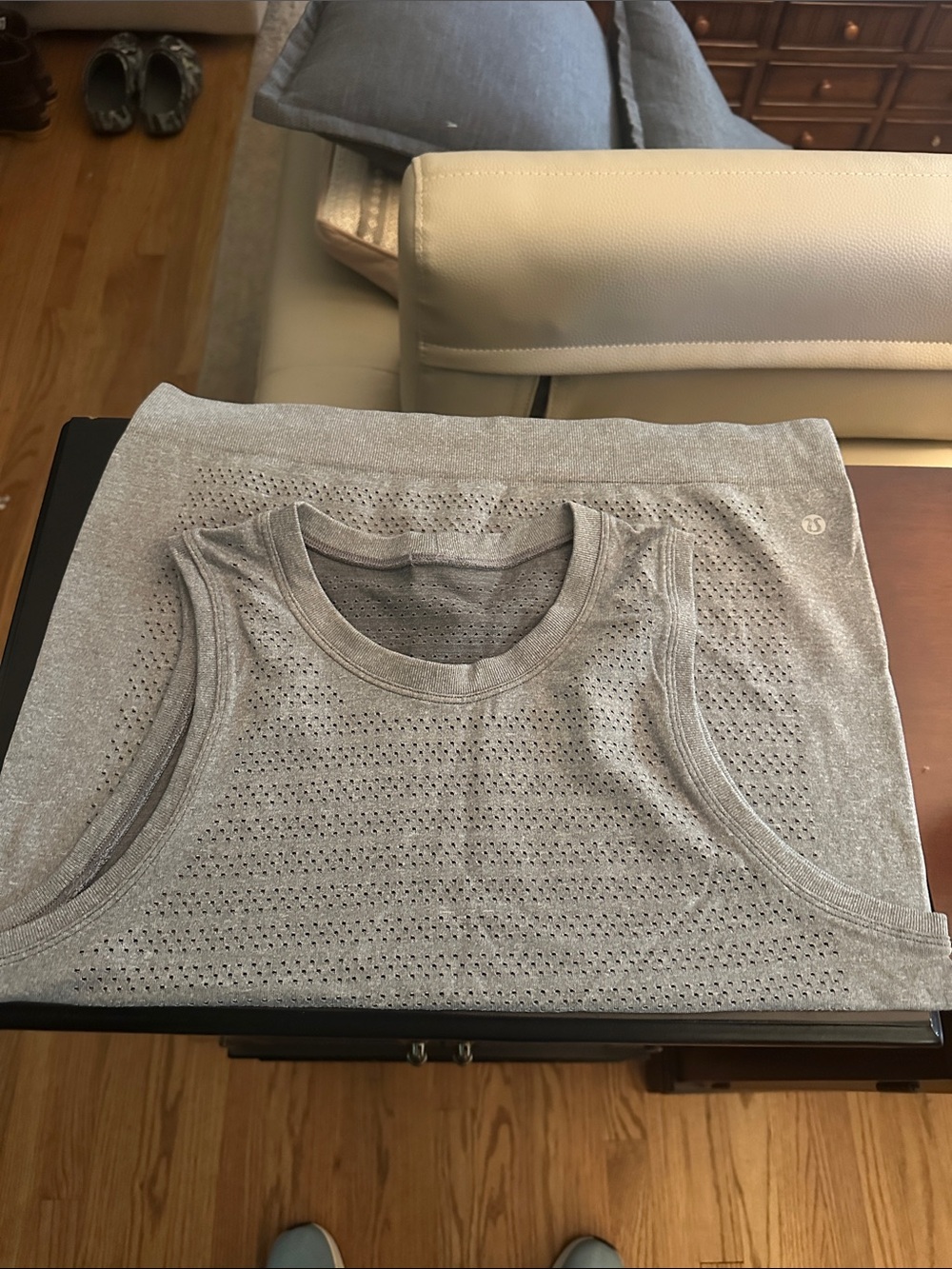 lululemon athletica Light Gray Perforated Athletic Tank
